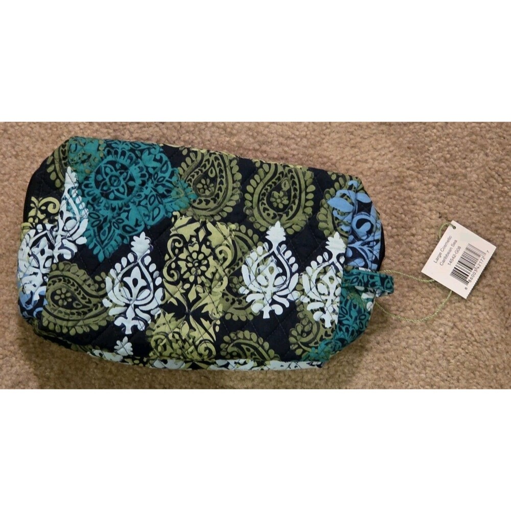 Vera Bradley Caribbean Sea Large Fabric Cosmetic Bag Zip Makeup Pouch 14542-G08
